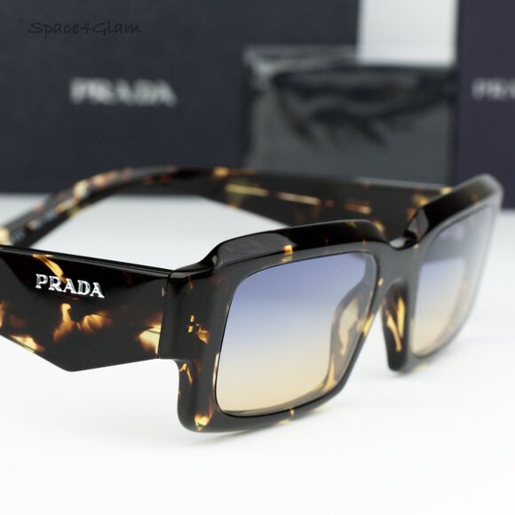NEW Prada PR27ZS 16O50E Black Tortoise Gradient Yellow Blue Square Sunglasses - Picture 3 of 6
